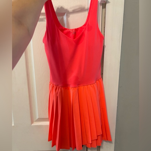 aerie Dresses & Skirts - aerie offline Neon Pink and Coral Pleated Dress w built in shorts